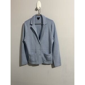 Talbots Pure Merino Wool Sweater Jacket Light Blue Women's Size L